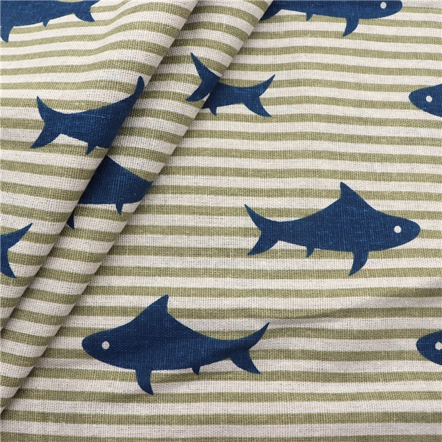shark starfish printed cotton linen