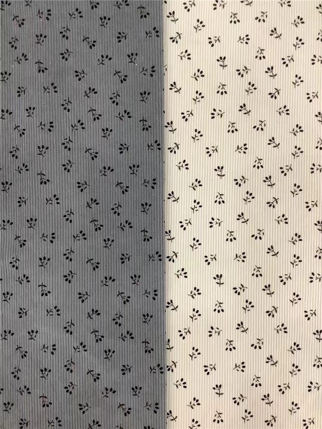 floral printed corduroy fabric