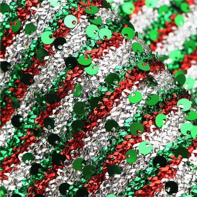 sequins scallion fabric 5#red green silver,50*130cm(19.7*51.2