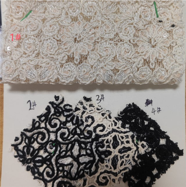 sequins cotton rope embroidery flower hollow lace fabric