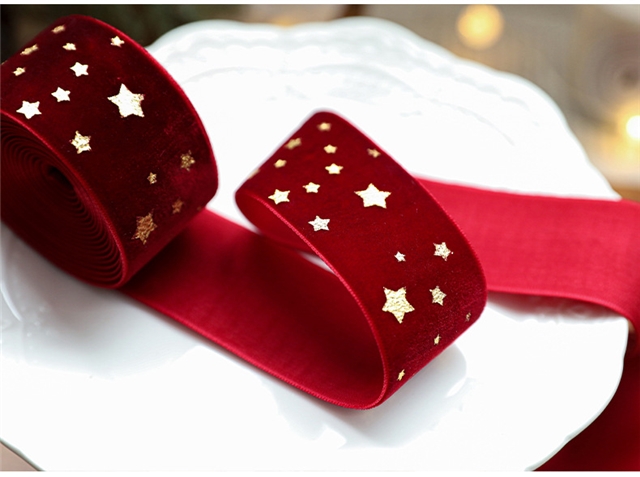fabric christmas hot stamping star velvet belt