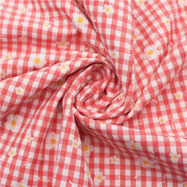 checkered offset printing flower fabric