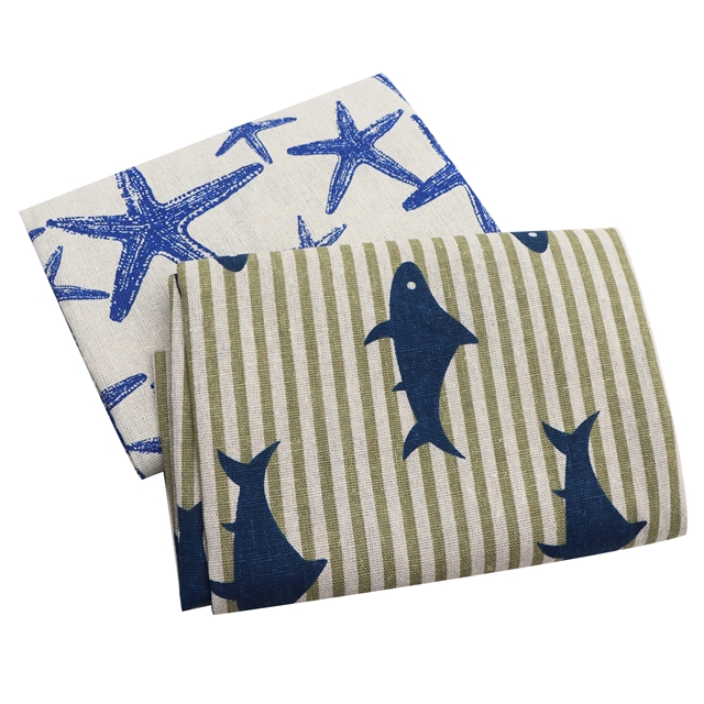 shark starfish printed cotton linen
