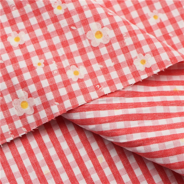 checkered offset printing flower fabric