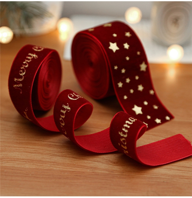 fabric christmas hot stamping star velvet belt