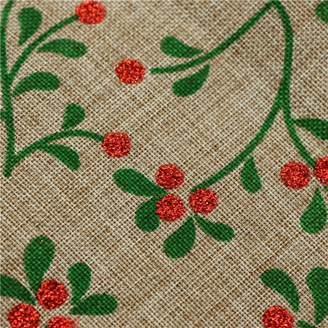 glitter leaf faux linen fabric