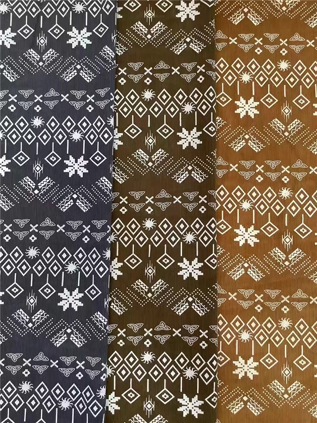 geometric ethnic style printed corduroy fabric
