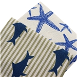 shark starfish printed cotton linen
