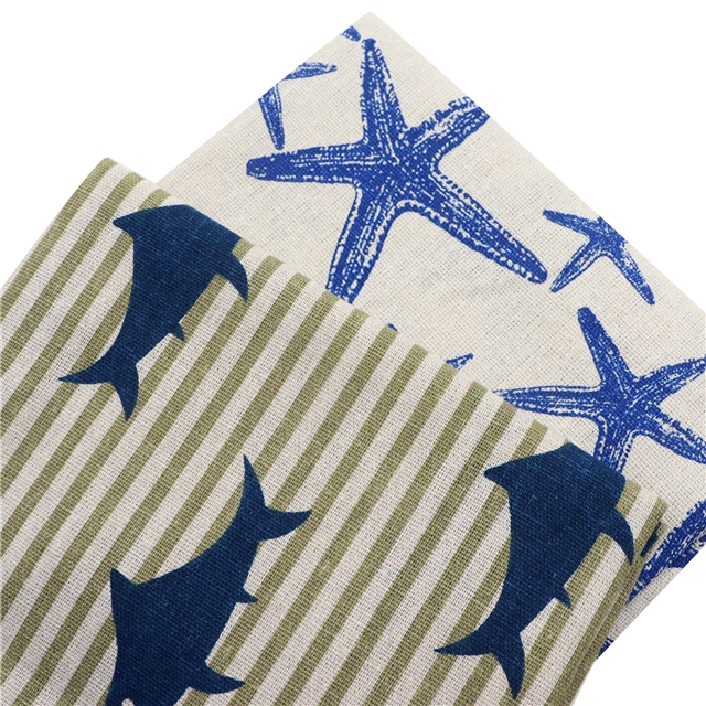 shark starfish printed cotton linen