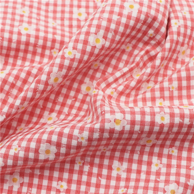 checkered offset printing flower fabric