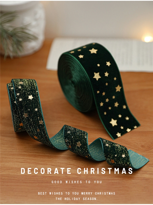 fabric christmas hot stamping star velvet belt