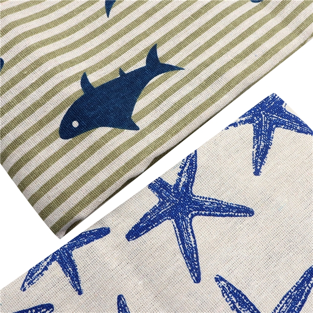 shark starfish printed cotton linen