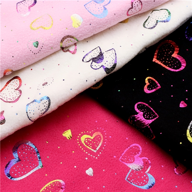 heart hot stamping single-sided fleece fabric