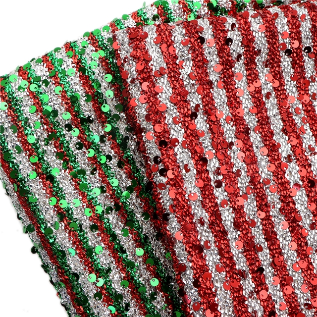 sequins scallion fabric 5#red green silver,50*130cm(19.7*51.2