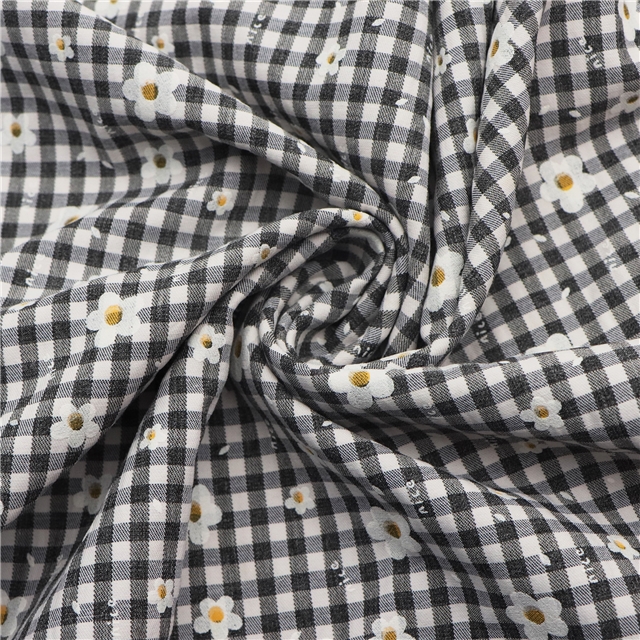 checkered offset printing flower fabric