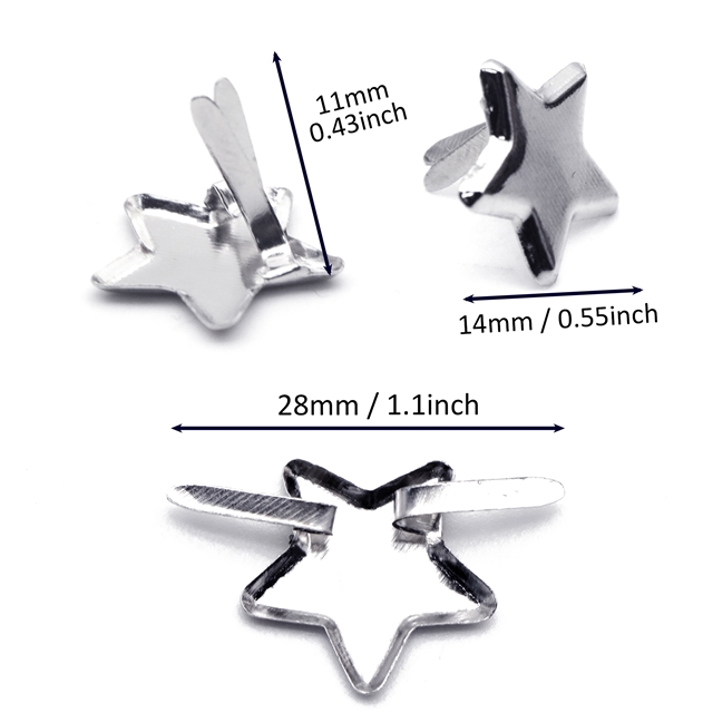 metal stars paper fasteners metal brads silver,14*14mm(0.6*0.6