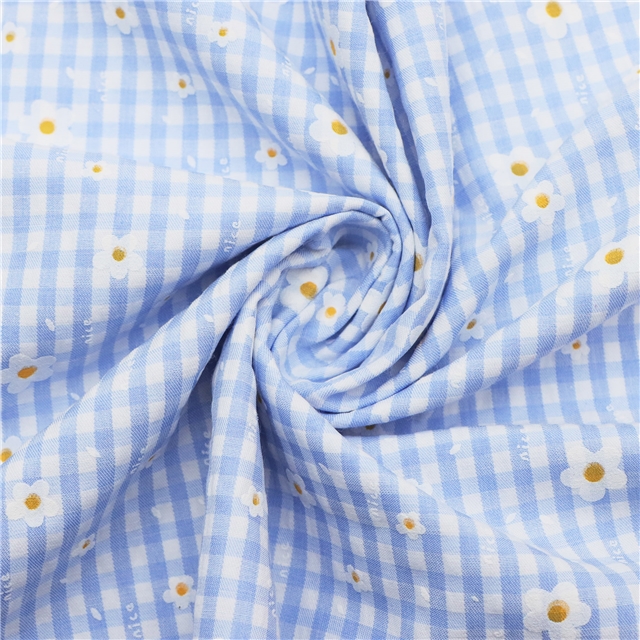 checkered offset printing flower fabric