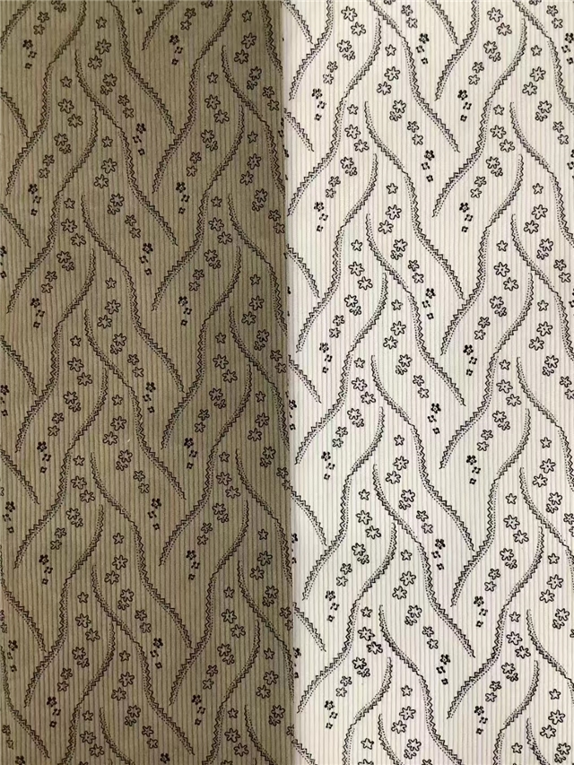 geometric striped flower printed corduroy fabric