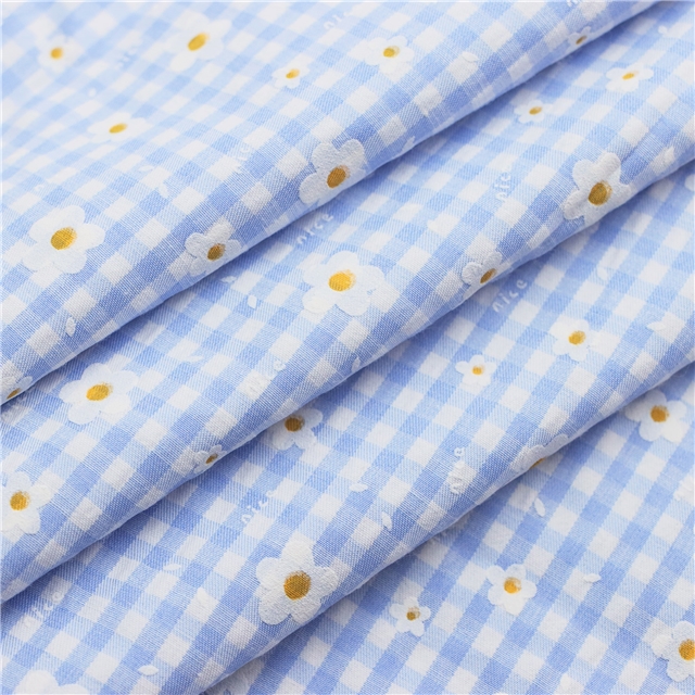 checkered offset printing flower fabric
