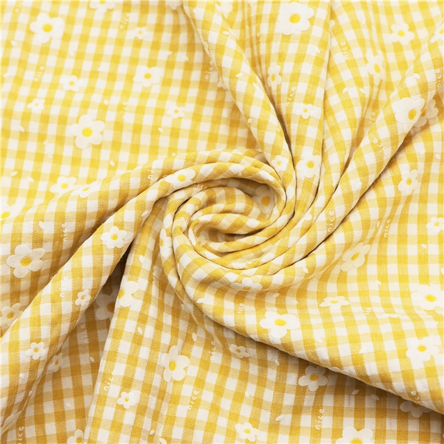 checkered offset printing flower fabric