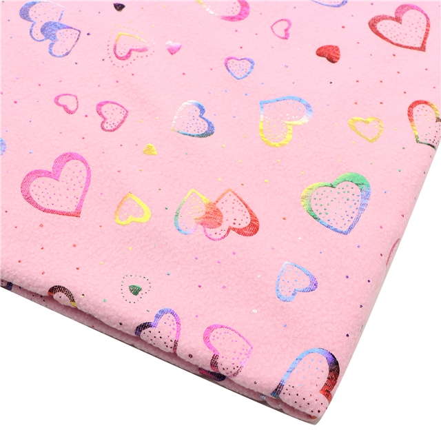 heart hot stamping single-sided fleece fabric