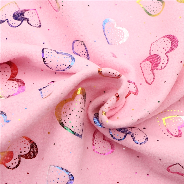 heart hot stamping single-sided fleece fabric