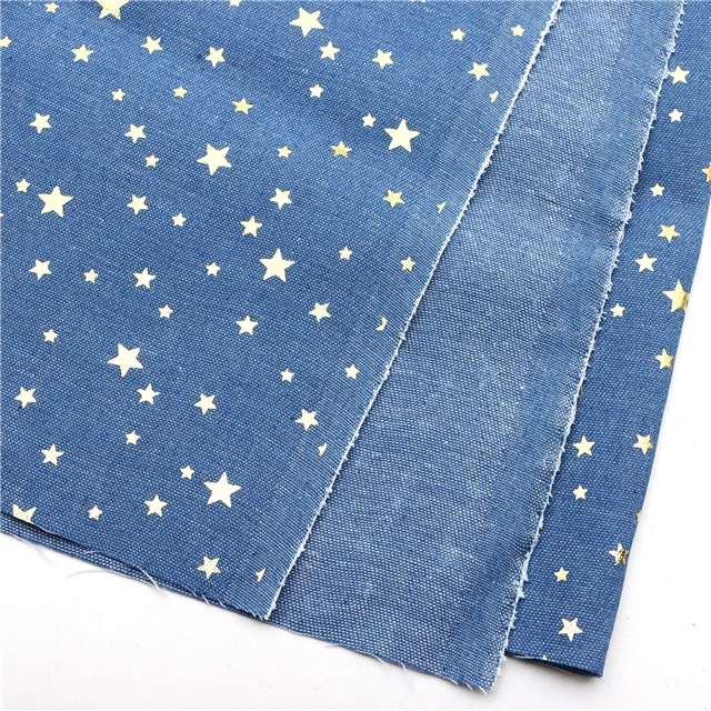 gold hot stamping star denim fabric