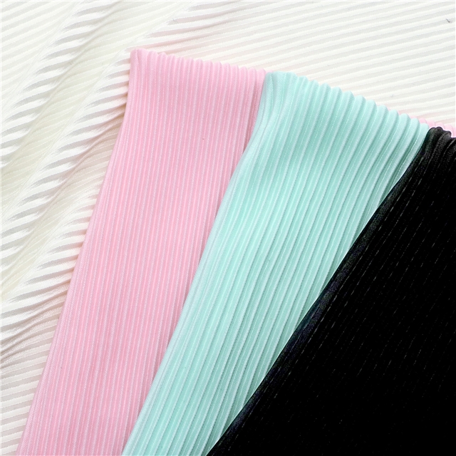 2 ways plain pleated knit fabric