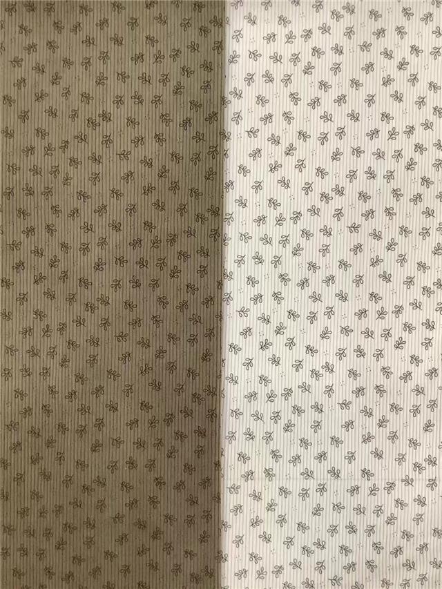 leaf printed corduroy fabric