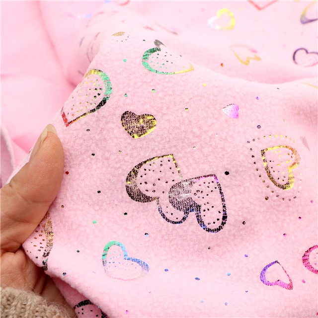 heart hot stamping single-sided fleece fabric