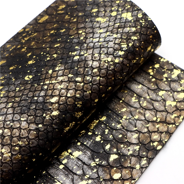 hot stamping silver snake patterned synthetic leather