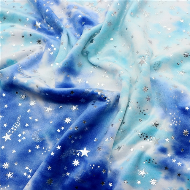 100% polyester star and moon tie-dye silver hot stamping velvet fabric 3#,50*160cm(19.7*63
