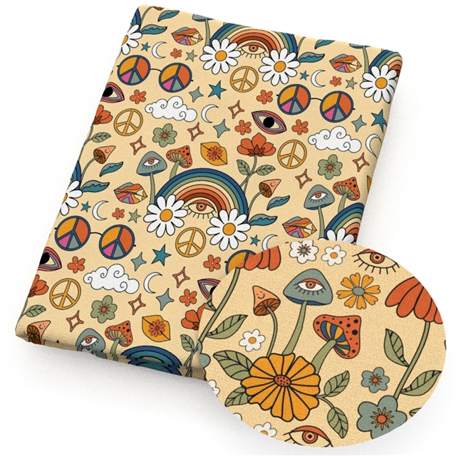 polyester cotton rainbow flowers series polyester cotton fabric set (6 pcs/set)
