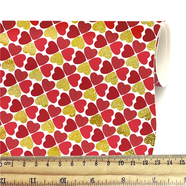 self printed gold foil faux leather fabric