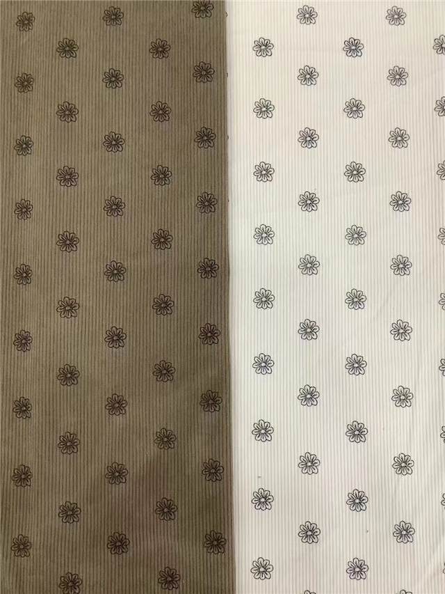 flower printed corduroy fabric