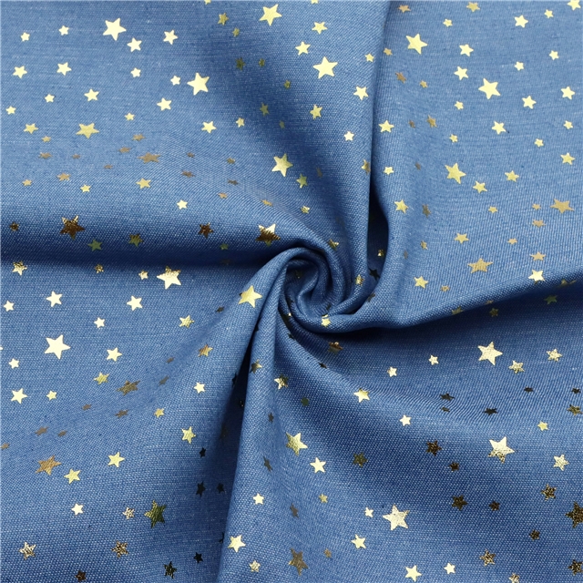 gold hot stamping star denim fabric