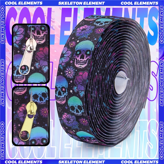 nylon 5# reverse punk skeleton nylon zipper set (zipper 4.5 meters+10 zipper heads）