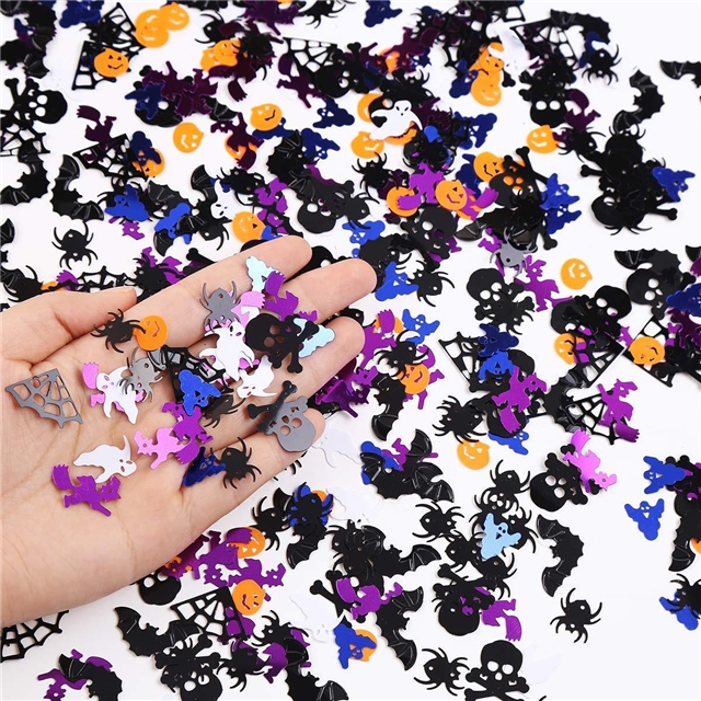 plastic mixed halloween paper scraps ghost bats spider webs pvc glitter packaging filler