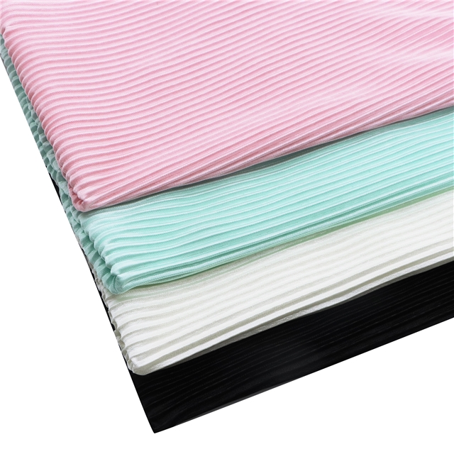 2 ways plain pleated knit fabric