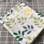 yellow twig bird linen printed fabric