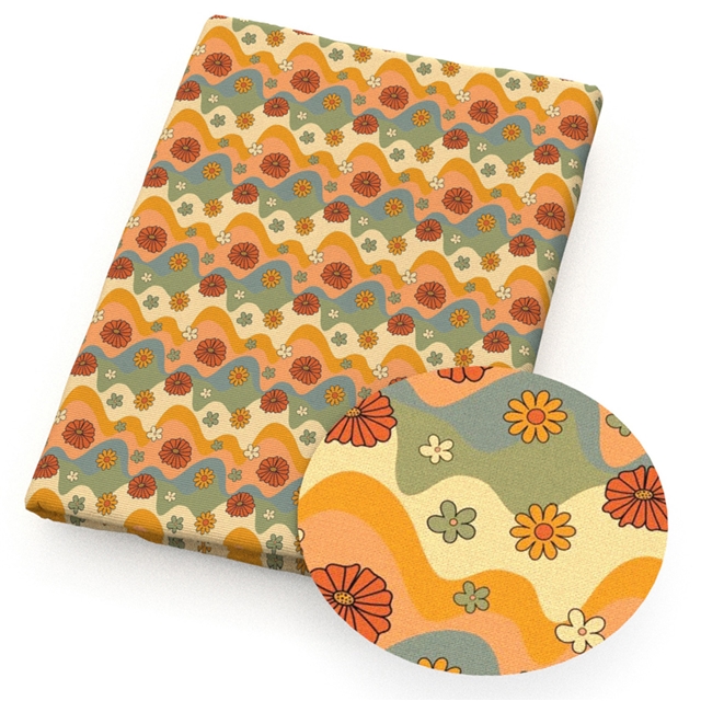 polyester cotton rainbow flowers series polyester cotton fabric set (6 pcs/set)