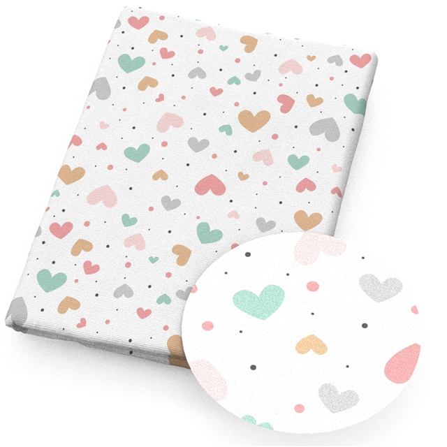 polyester cotton heart rainbow series polyester cotton fabric set (4 pcs/set)