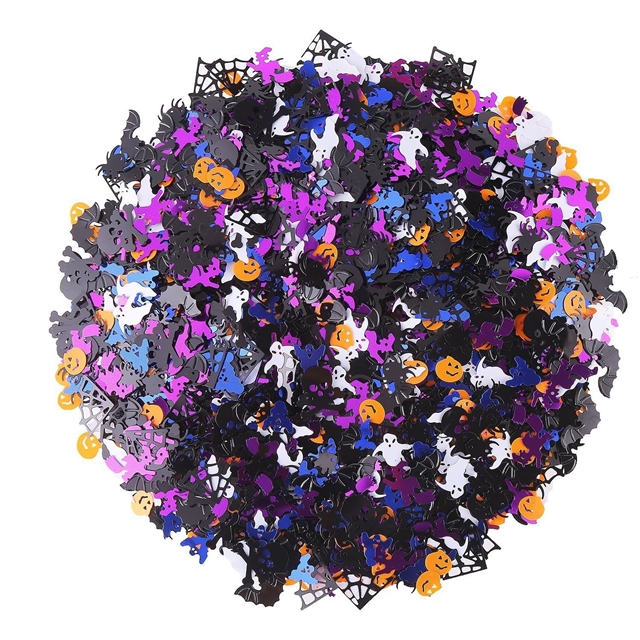plastic mixed halloween paper scraps ghost bats spider webs pvc glitter packaging filler