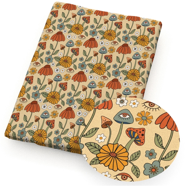 polyester cotton rainbow flowers series polyester cotton fabric set (6 pcs/set)