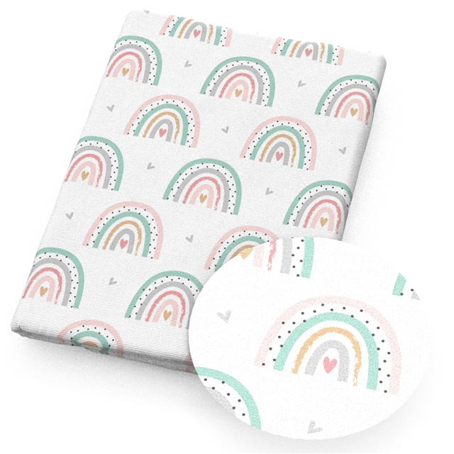 polyester cotton heart rainbow series polyester cotton fabric set (4 pcs/set)