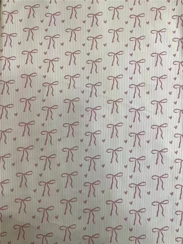 heart bow printed corduroy fabric