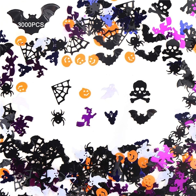 plastic mixed halloween paper scraps ghost bats spider webs pvc glitter packaging filler