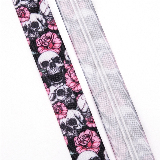 nylon 5# reverse rose skull nylon zipper set (zipper 4.5 meters+10 zipper heads）