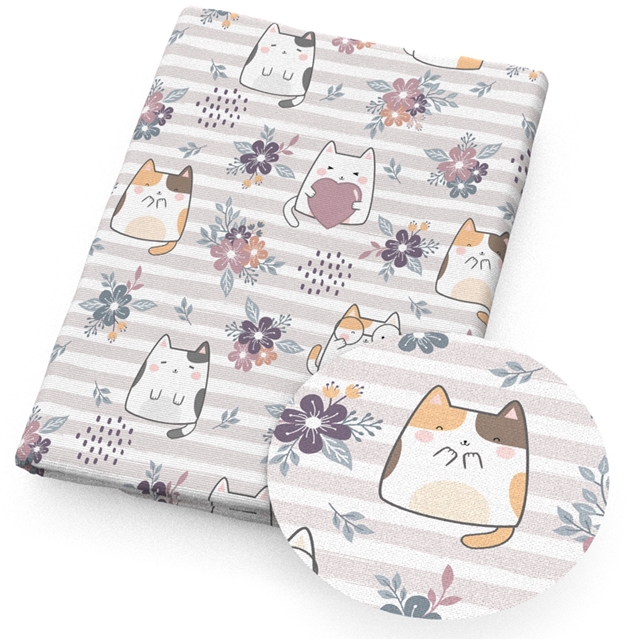 polyester cotton flower cat series polyester cotton fabric set (4 pcs/set)