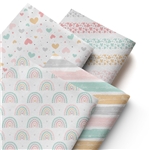 heart rainbow series polyester cotton fabric set (4 pcs/set)